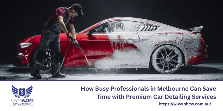 Busy professional in Melbourne using premium car detailing services to keep their vehicle clean, polished, and well-maintained without wasting time.